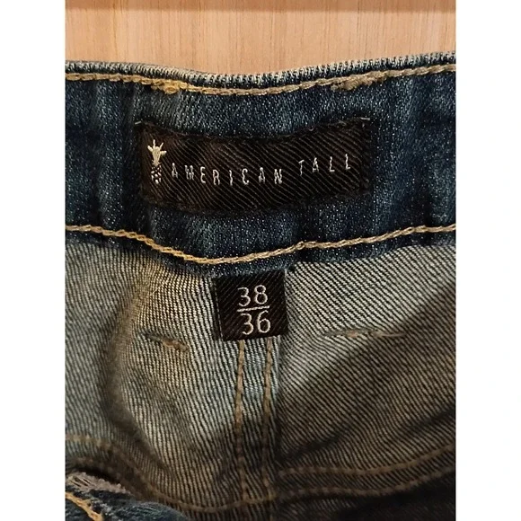 American Tall Mens Classic Blue Denim Jeans Straight Leg 38x36. - Picture 6 of 11